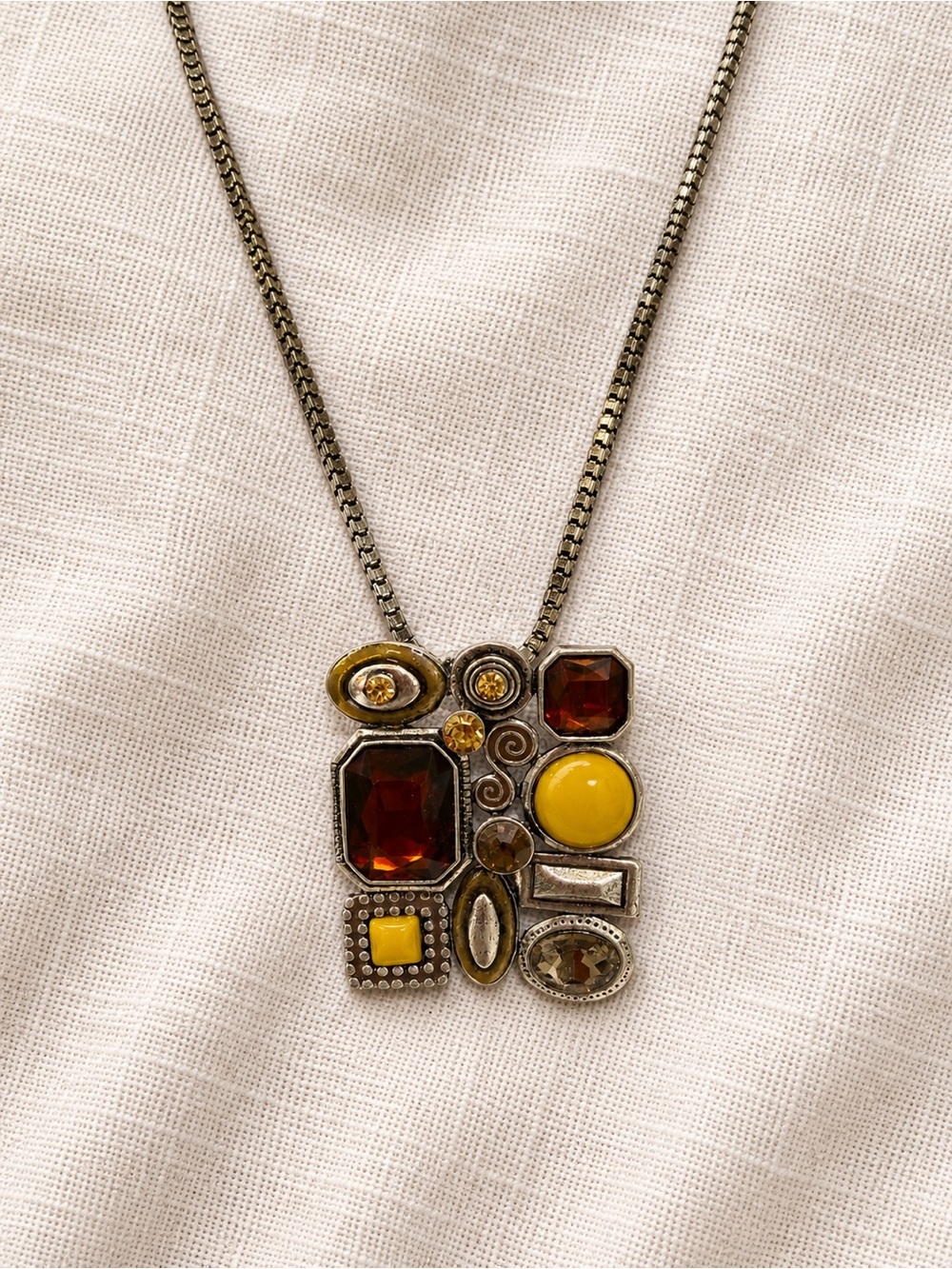 ❤️Yellow and Amber Geometric Pendant Necklace - Women Jewelry
